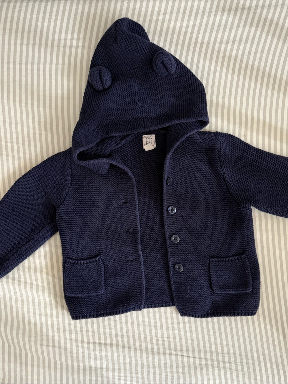 GAP Baby Navy Knit Hooded Sweater with Ears